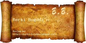 Berki Bogdán névjegykártya